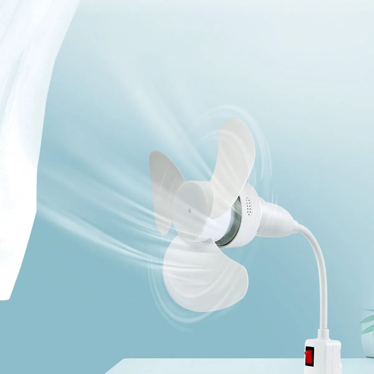 GLOGLOW Mini Ventilateur de Plafond Portable, E27/E26, 15 cm, Installation à Visser, pour Chambre à Coucher, Salon, Cuisine, Camping
