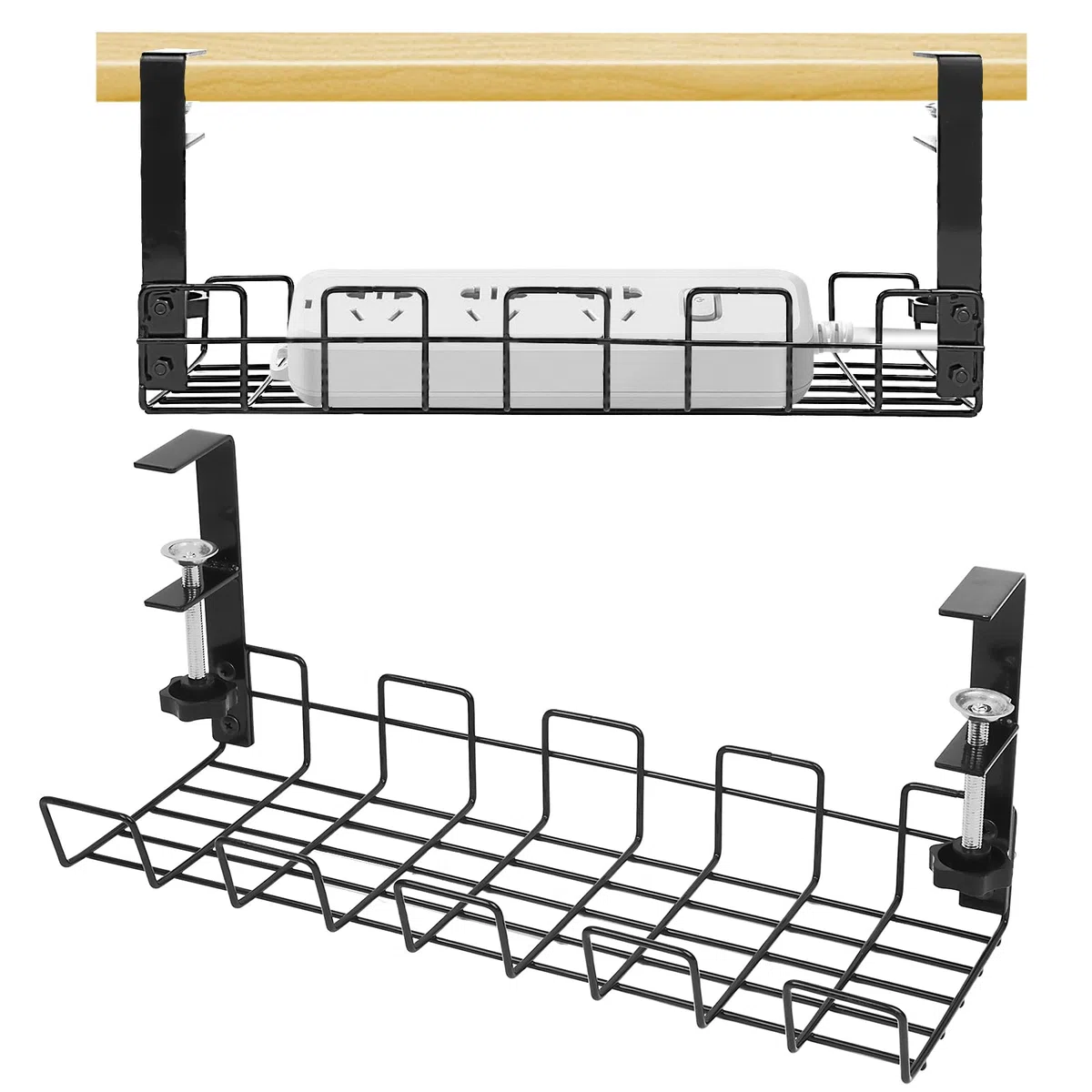 Plateau de Gestion des Câbles sous Le Bureau, Rangement Cable Bureau,étagère de câbles sous Le Bureau pour la Gestion des Fils,Chemin de Câbles en Fil Métallique Panier en métal Robuste,Set de 1 Noir