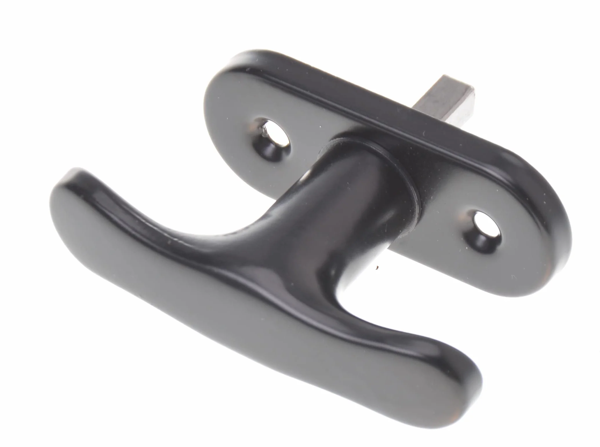 Poignée de Fenêtre en Métal Noir Mat – Crémone Universelle Style Industriel pour Fenêtre PVC, Bois et Alu, Poignée de Porte de Balcon avec Carré de 7mm (découpable), Entraxe 43mm