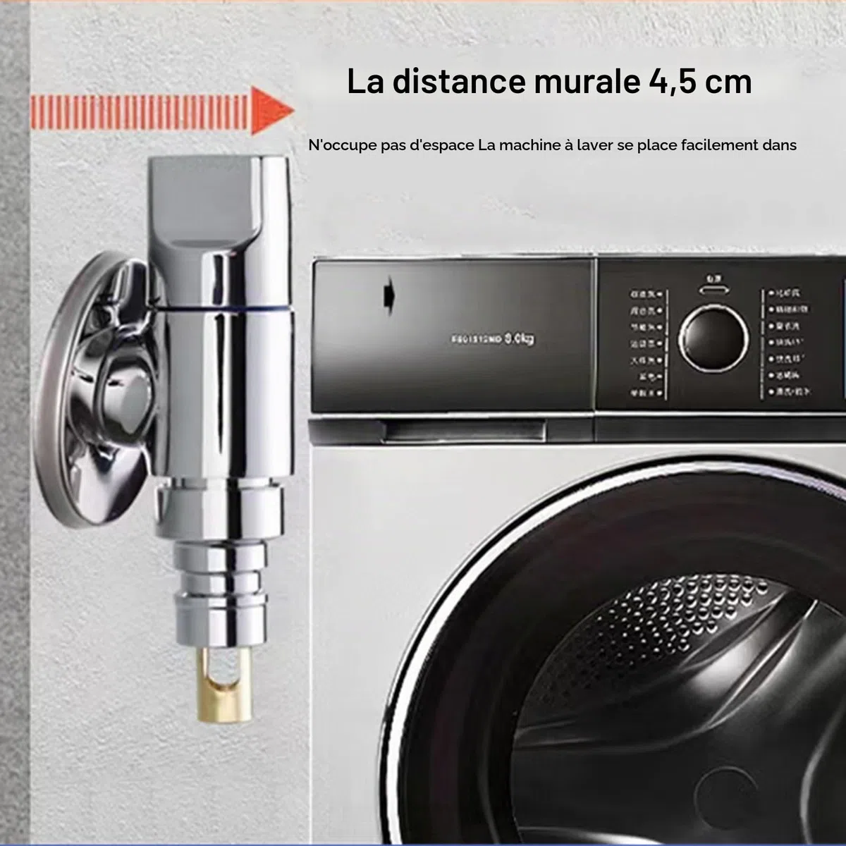 Robinet de machine à laver en laiton avec arrêt d'eau à ouverture rapide valve d'angle - Gris