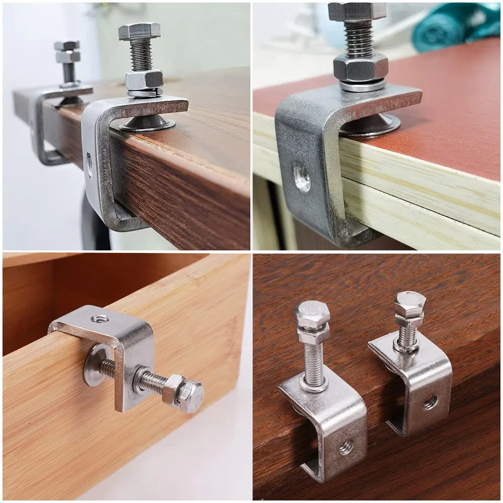 Lot de 6 Pinces en C,Pincée de Fixation Tigre Robuste Pince Fixation Travail Bois Pour Le Travail du Bois Pinces de Robust (Argent)