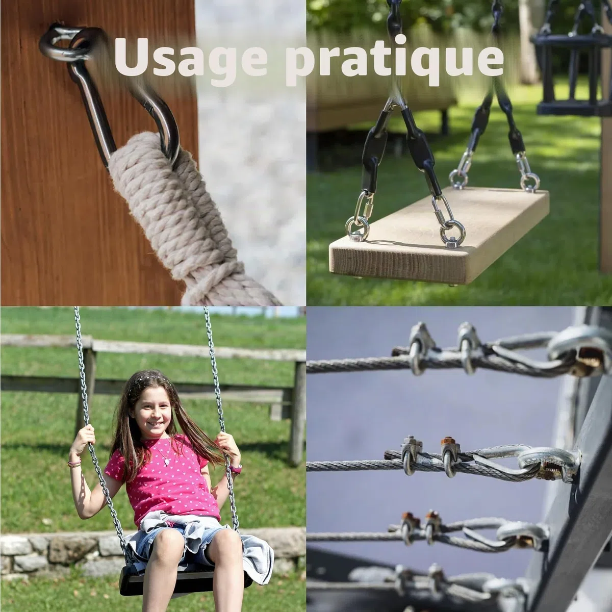 4pcs Piton À Visser M10 Anneau De Levage M10 Crochet À Œil En Acier Inoxydable Charge Lourde Pour Suspension Hamac Chaise Suspendue Balançoire Fixation (Vis à œillet machine – M10 x 100 mm)