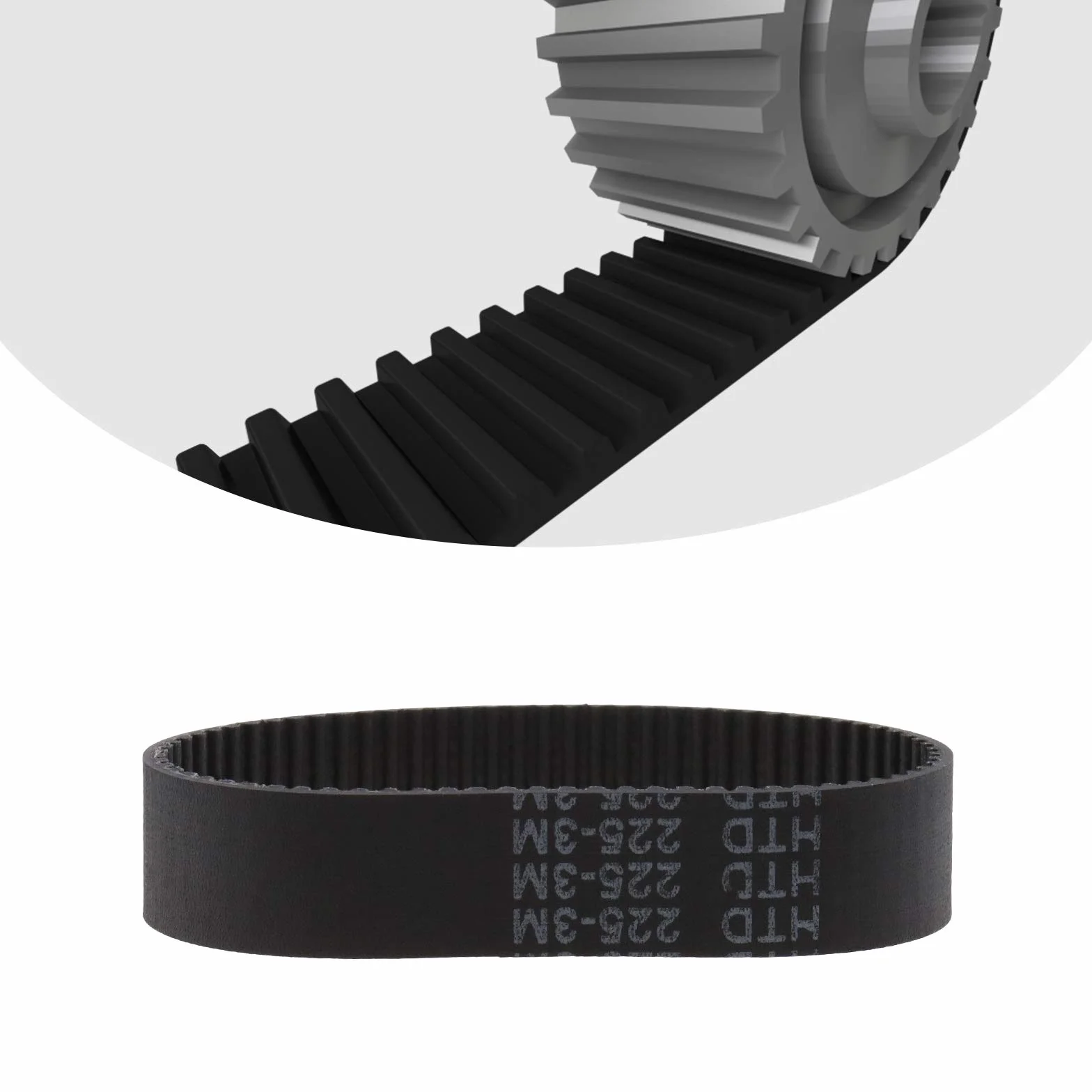 2 courroies crantées en caoutchouc HTD, 225 mm de circonférence, avec 75 dents de 3 mm, 17 mm de largeur, courroie dentée en boucle