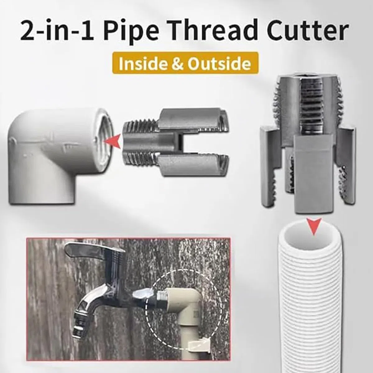 Thread Cutter Tool, 2X Water Pipe Threader, Rethreading Tools, Thread Cutting For Wood, Household Construction, Automotive Workshop, Outdoor Industrial Garden 2.42 inches