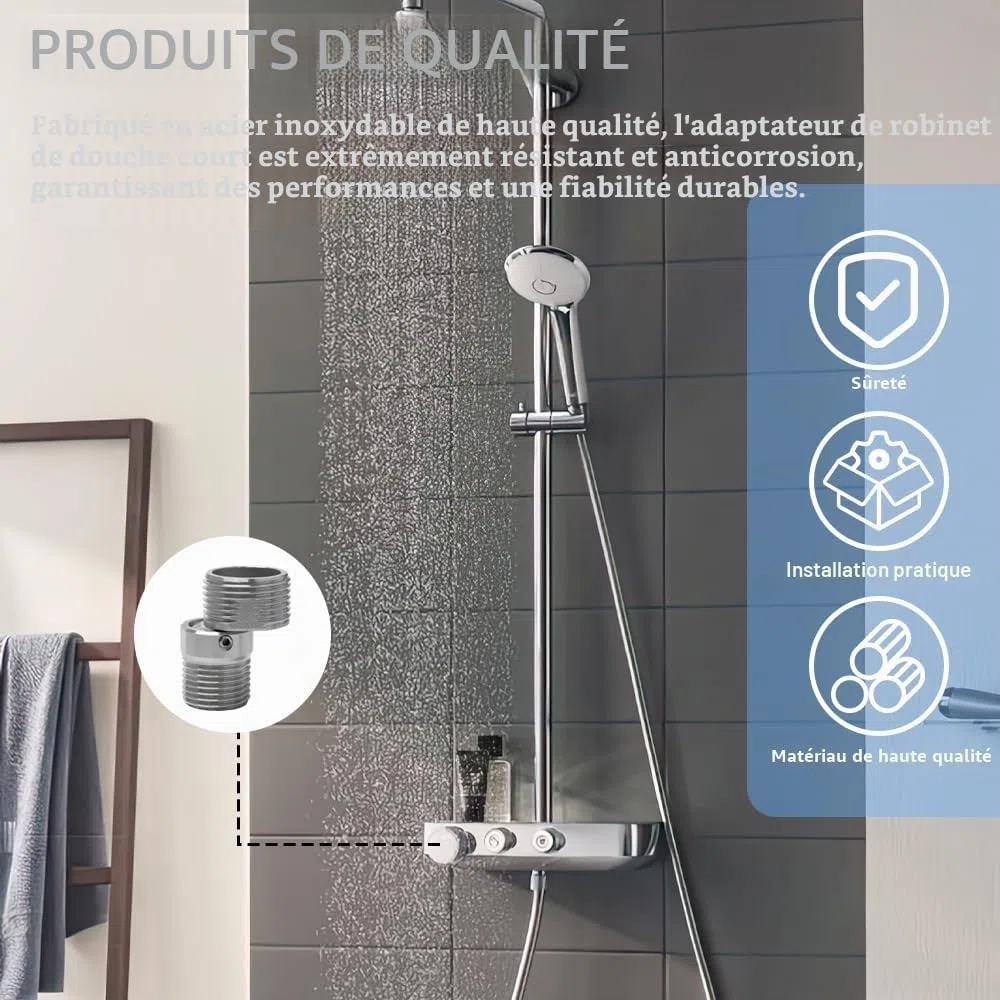 2 Pièces Raccord Excentré Mitigeur Longueur Réglable Pied Incurvé Coudé 3/4" x 1/2" Raccords De Tube Pivotant à 360 Degrés Robinet Coin Vis Excentrique Décalé de 10 mm pour Robinets Muraux