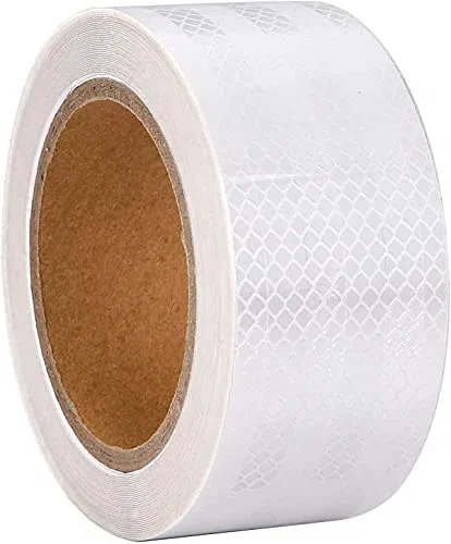 Ruban Réfléchissant Blanc 10m x 5cm Ruban Réflecteur Imperméable Ruban d'Avertissement Auto-adhésif Ruban de Sécurité-Bande d'Avertissement Visible pour Véhicules, Vélos, Extérieur, Voitures