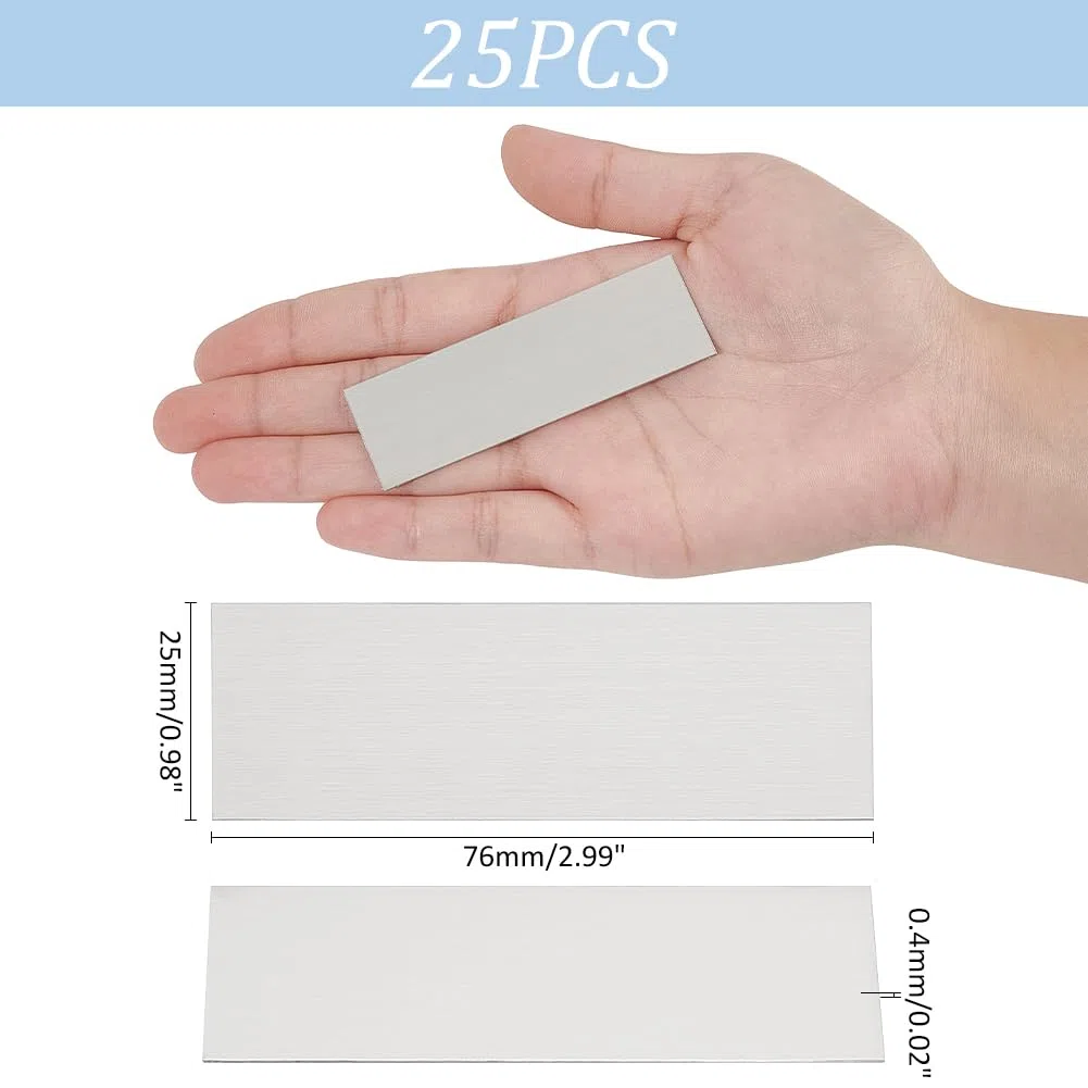 UNICRAFTALE 25Pcs Plaque Gravée Acier Inoxydable Autocollante 76x25mm - Étiquettes Personnalisables pour Boîte aux Lettres, Porte, Sonnette