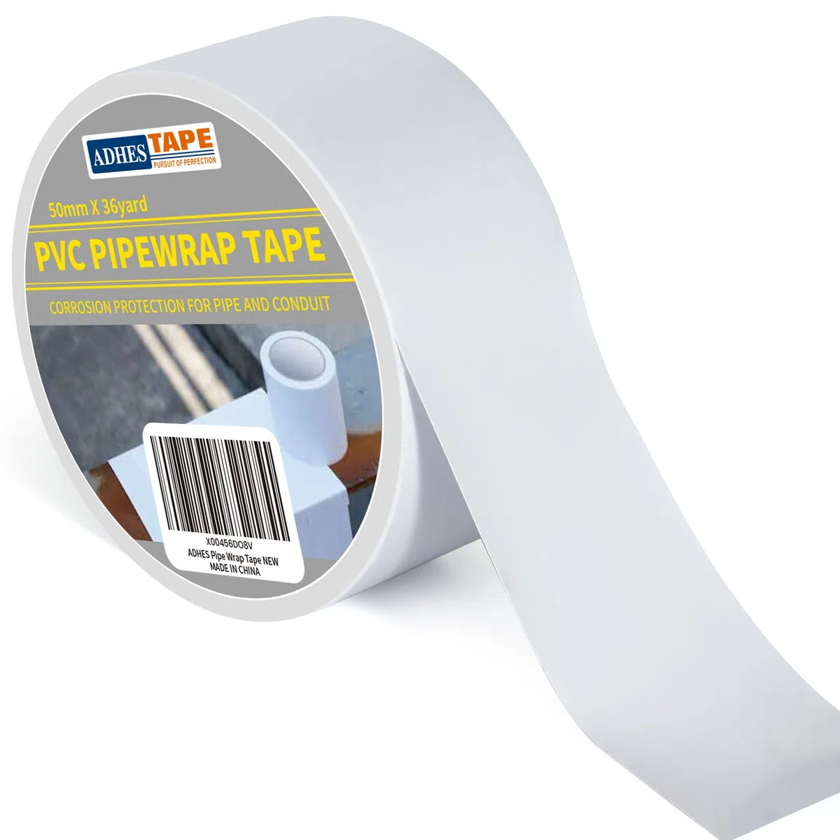 ADHES Ruban Adhésif PVC Contre La Corrosion, Ruban Adhésif étanche, Protection De Tuyau Conduite D'eau Souterraine, 50mm x 33m, blanc