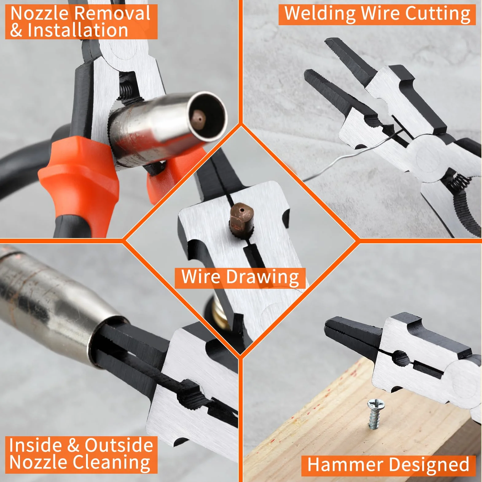 SPEEDWOX pinces à souder MIG multi-fonctions pinces à souder MIG nettoyeur de buse MIG marteau de laitier coupeur de fil limes à racler pour racler éclaboussure préhension fil d’étirage pour soudage