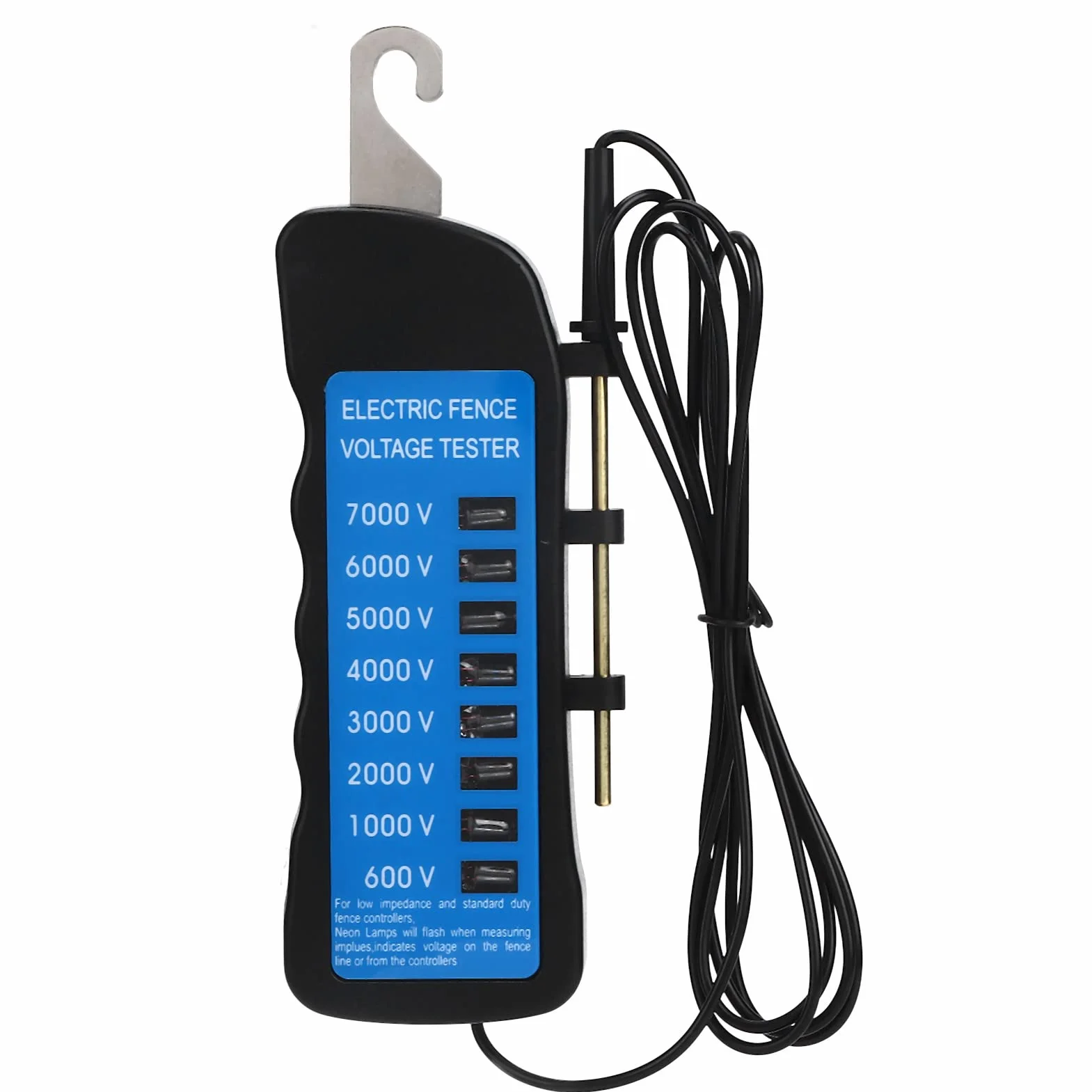 Testeur de clôture électrique, testeur de détection de Compteur de Tension Multi-lumière, détecteur de défauts de sécurité au néon, indicateur Portable avec sonde pour la Maison, Les Jardins