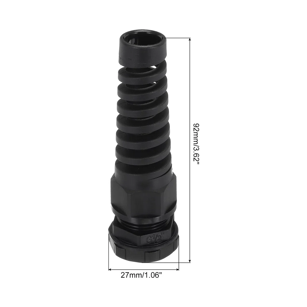 QUARKZMAN 2Pièces Glande de Câble Étanche Ip68 G1/2" 6—12mm Connecteur de Cordon d'Adoucissement de Tension Réglable en Nylon Spiralé pour Câble, Noir