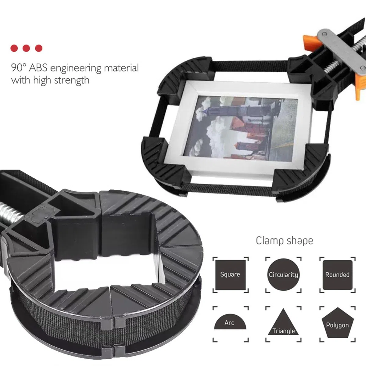 Pince de Sangle, Pince de Serrage de Cadre Photo à Tension Rapide Réglable pour le Travail du Bois, Cadres Sécurisés à Angle Droit avec 13 Pieds, Hardwareclampvise