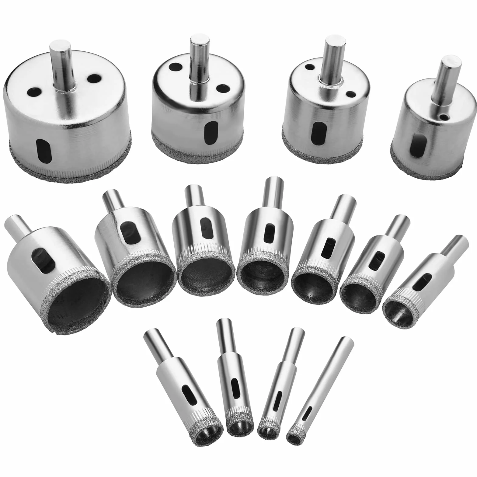 flintronic Foret de Diamant, 15 Pièces Scie Cloches Outils Set, Scie Cloche Carrelage pour Verre/Carrelage/Céramique/Marbre/Porcelaine Acier Au Carbone 8mm-50mm
