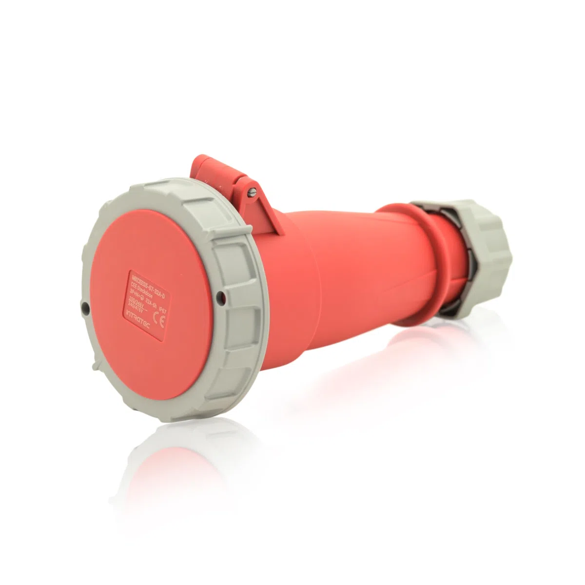 Intratec prise CEE 32A 400V 5 pôles IP67 6h rouge/gris, IEC60309, usage industriel, boîtier de dérivation