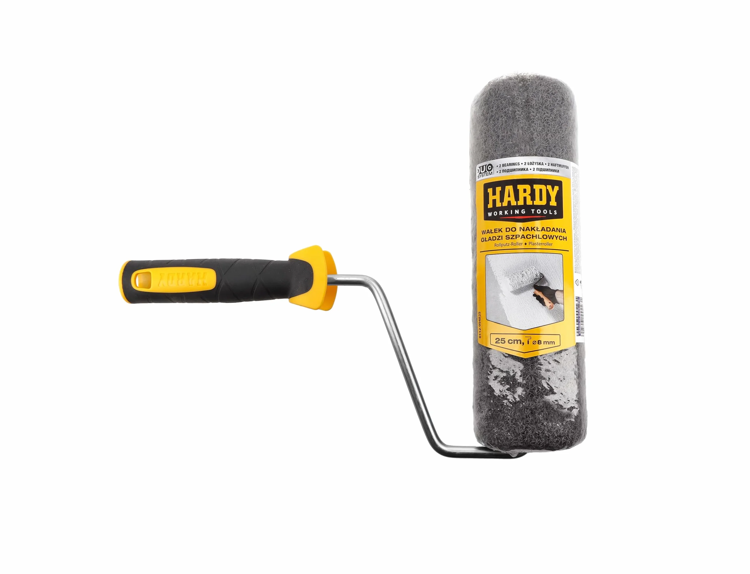HARDY WORKING TOOLS Rouleau pour Mastic 25 cm avec Manche - Spatule à Rouler pour Enduit - Outil de Peinture Murale - pour Appliquer du Mastic et de l'Enduit au Rouleau