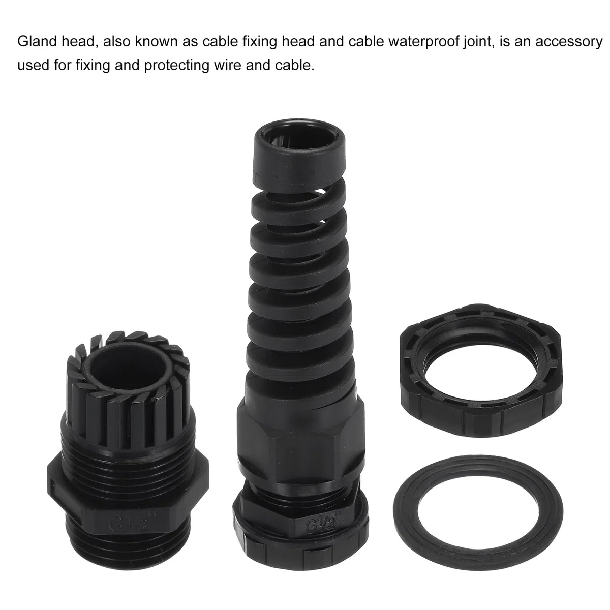 QUARKZMAN 2Pièces Glande de Câble Étanche Ip68 G1/2" 6—12mm Connecteur de Cordon d'Adoucissement de Tension Réglable en Nylon Spiralé pour Câble, Noir