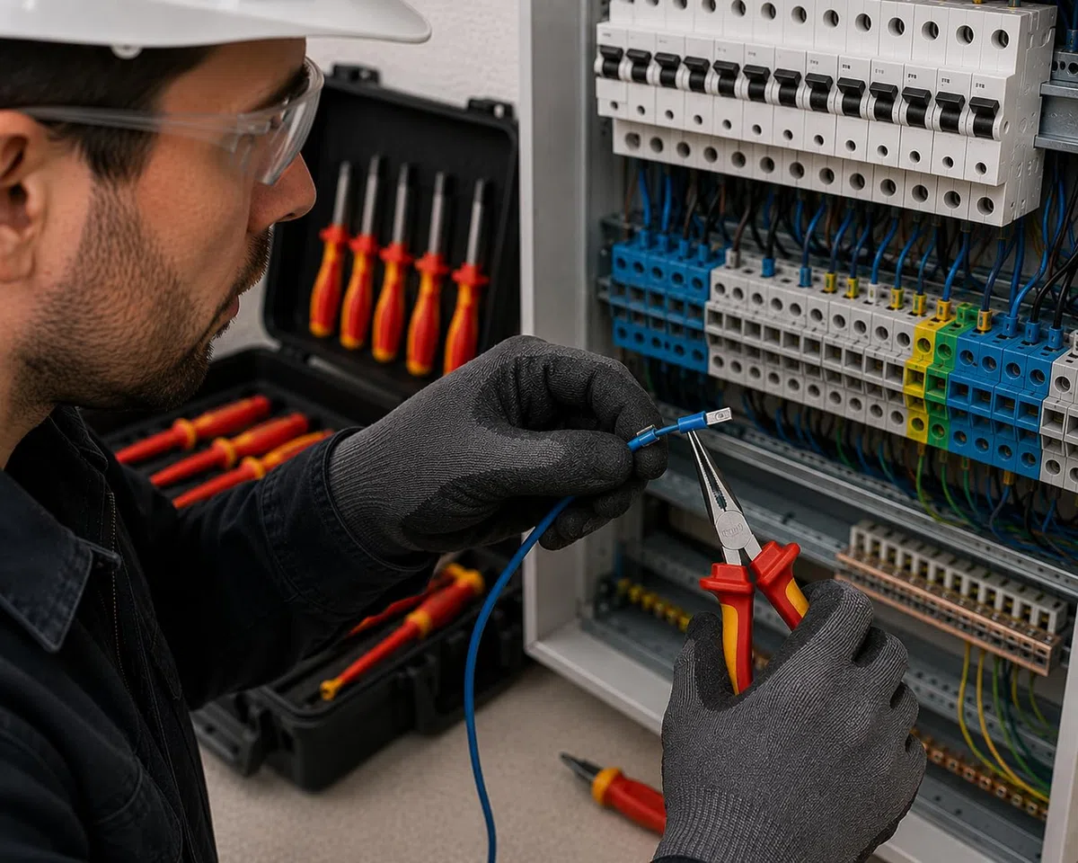Pince VDE à becs ronds 6" pour électricien isolée 1000 V | Testée VDE, Certifiée GS selon DIN EN IEC 60900, Acier chrome-vanadium, Poignées ergonomiques bi-matière