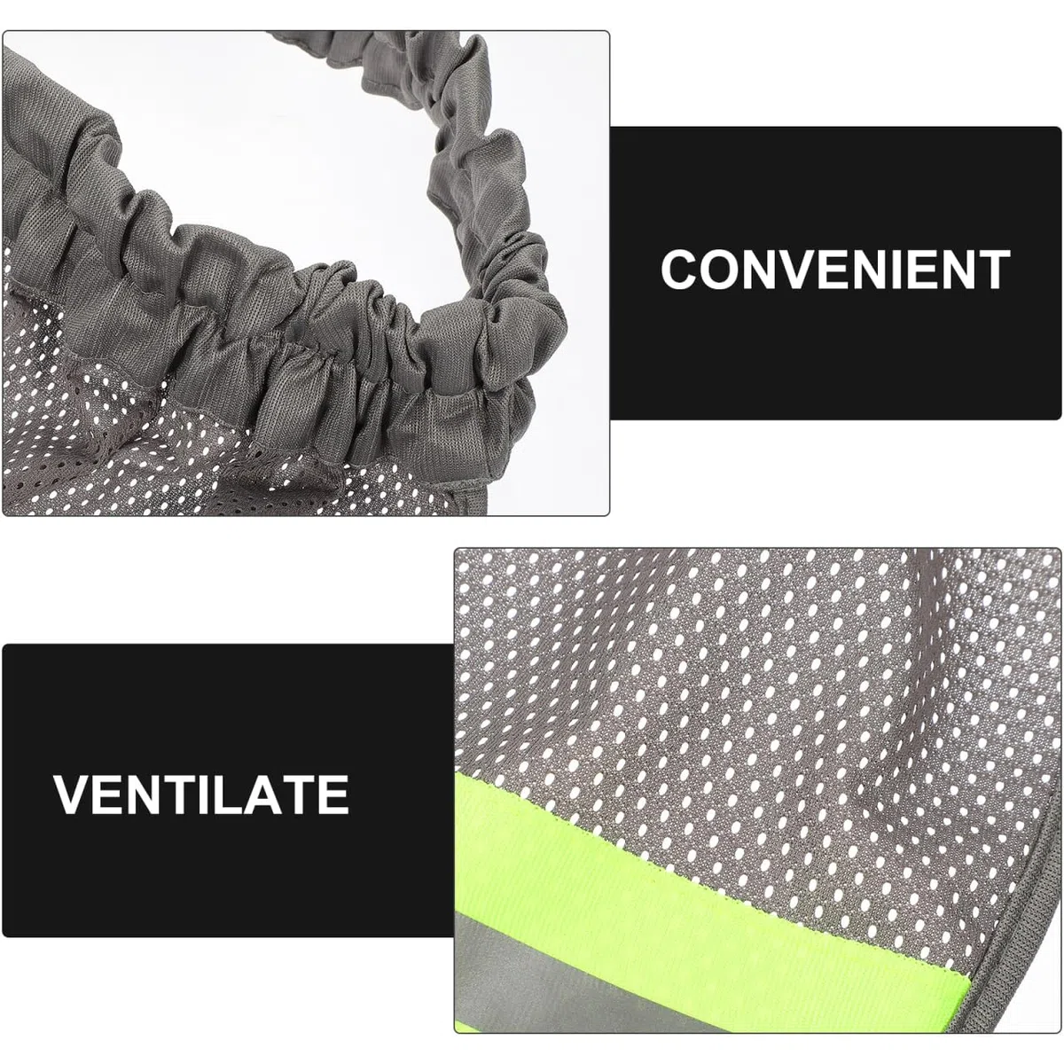 Pare-Soleil pour Casque de Chantier, Protège-Nuque Réfléchissant en Tissu Bird-Eye, Protection Solaire Grise pour Travaux Extérieurs, Accessoire de Sécurité Respirant, 1 Pièce