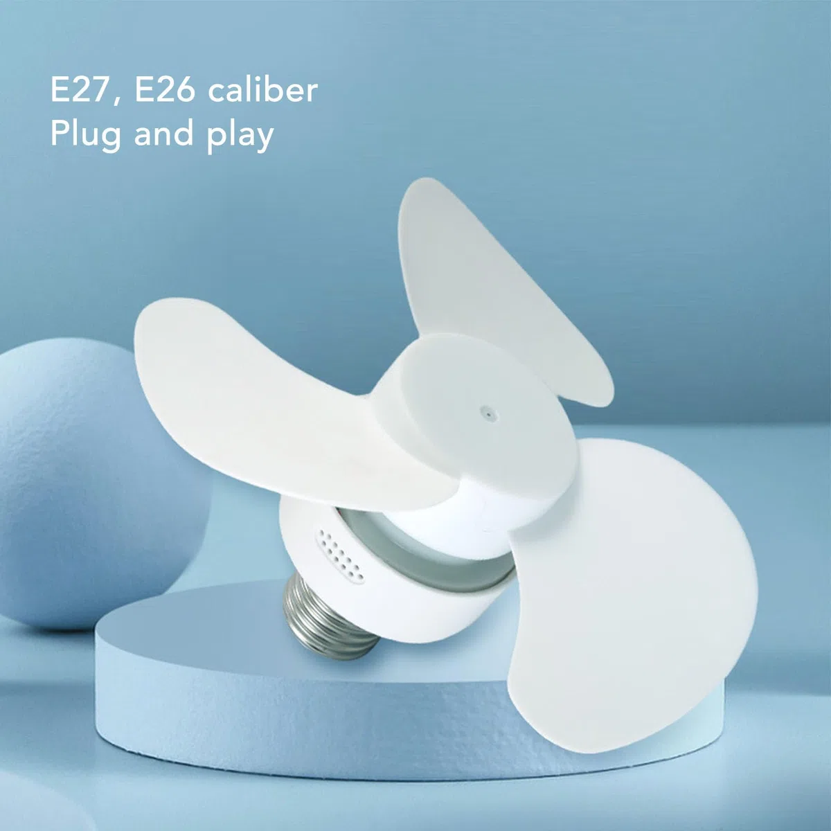 GLOGLOW Mini Ventilateur de Plafond Portable, E27/E26, 15 cm, Installation à Visser, pour Chambre à Coucher, Salon, Cuisine, Camping