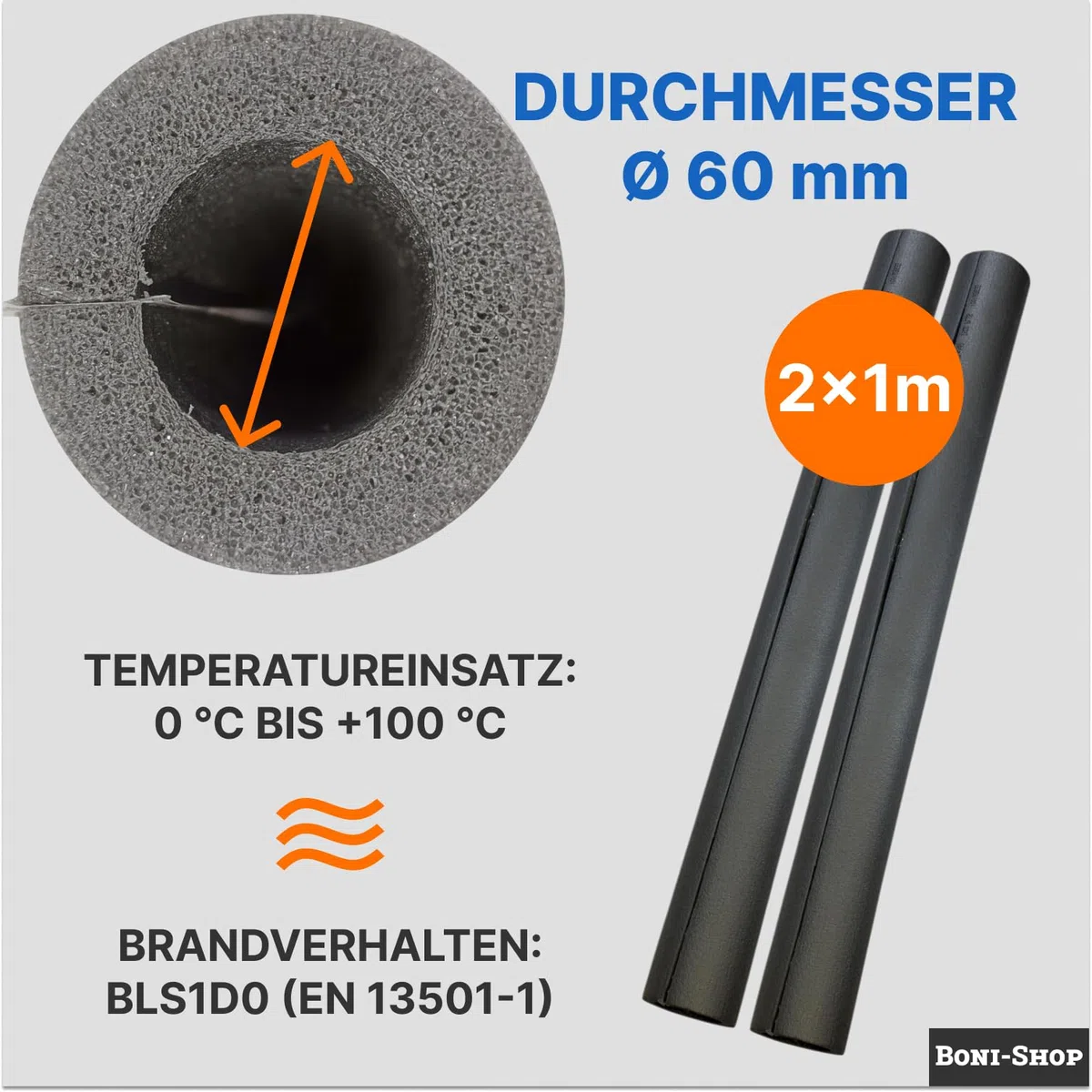 2 m adhésif Isolation du Tube 13 mm Isolation pour Ø12–60 mm Isolation Tuyaux Chauffage. Isolation de Tuyau en Mousse à Cellules Fermées pour Plomberie.