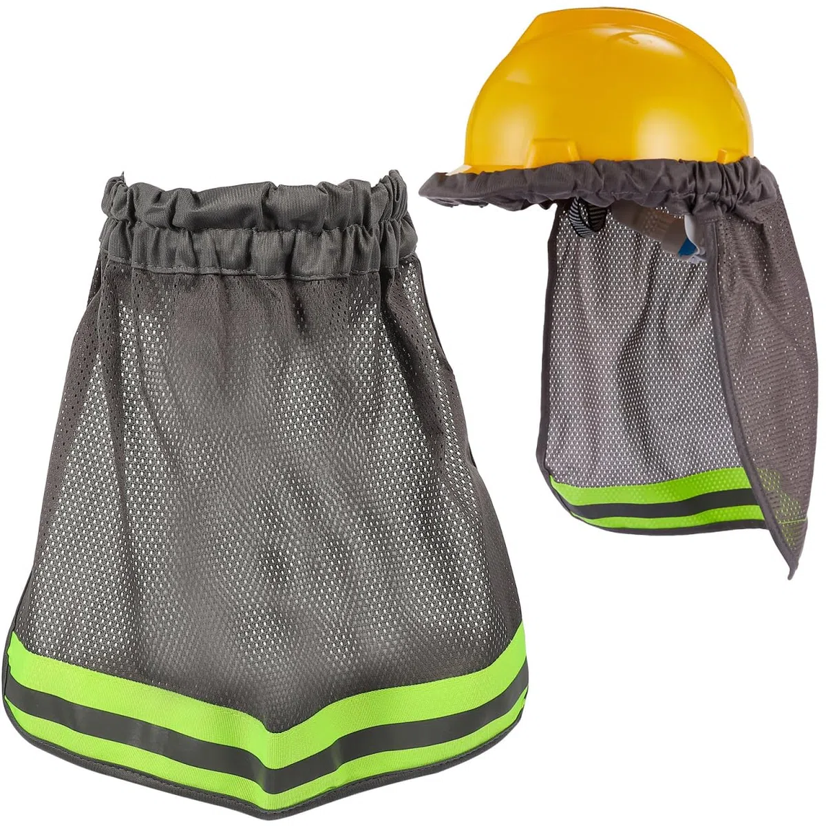 Pare-Soleil pour Casque de Chantier, Protège-Nuque Réfléchissant en Tissu Bird-Eye, Protection Solaire Grise pour Travaux Extérieurs, Accessoire de Sécurité Respirant, 1 Pièce