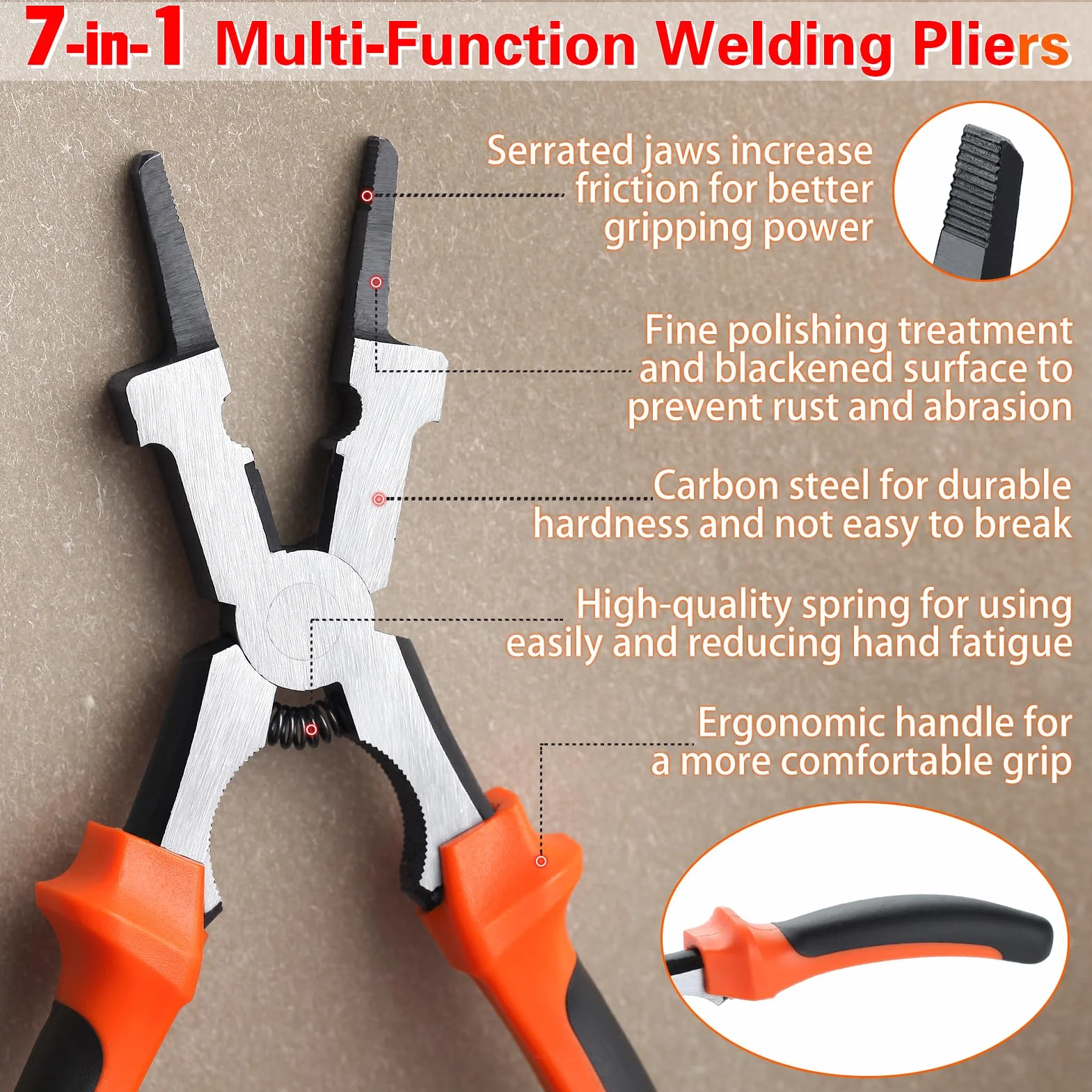 SPEEDWOX pinces à souder MIG multi-fonctions pinces à souder MIG nettoyeur de buse MIG marteau de laitier coupeur de fil limes à racler pour racler éclaboussure préhension fil d’étirage pour soudage