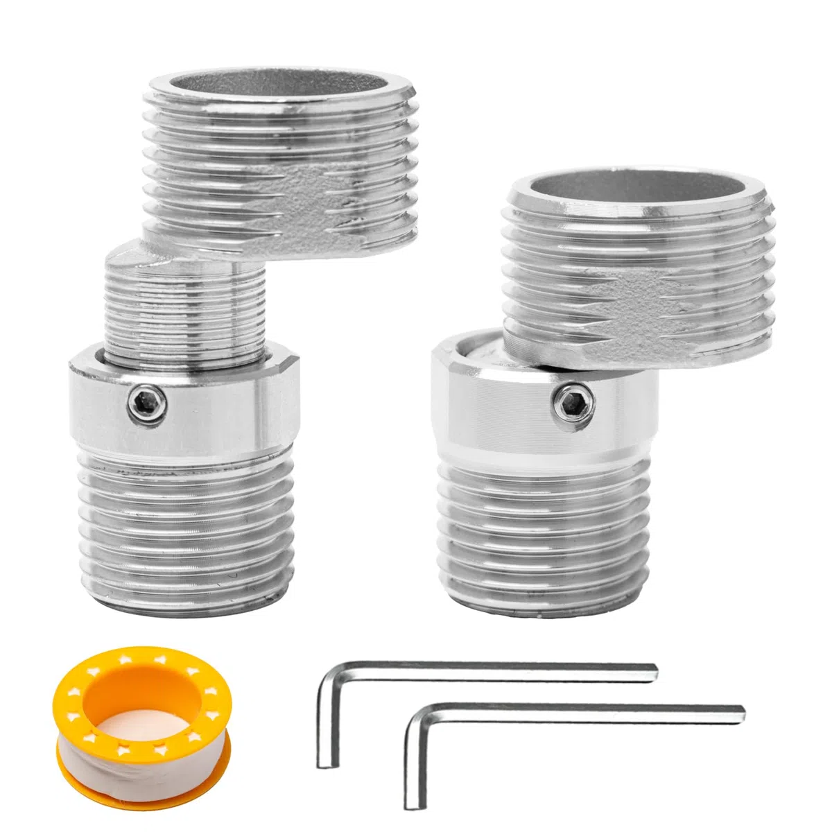 2 Pièces Raccord Excentré Mitigeur Longueur Réglable Pied Incurvé Coudé 3/4" x 1/2" Raccords De Tube Pivotant à 360 Degrés Robinet Coin Vis Excentrique Décalé de 10 mm pour Robinets Muraux