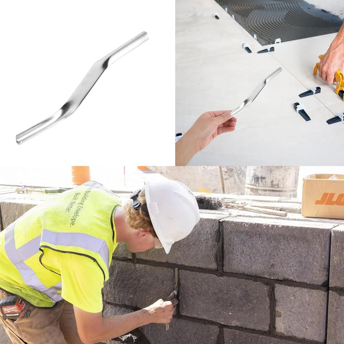 Outil de jointure de brique [Lot de 2], outil de finition de mortier à double extrémité (1,27 x 1,6 cm) pour maçonnerie, outil de pointage en acier durable pour les constructeurs et les projets de
