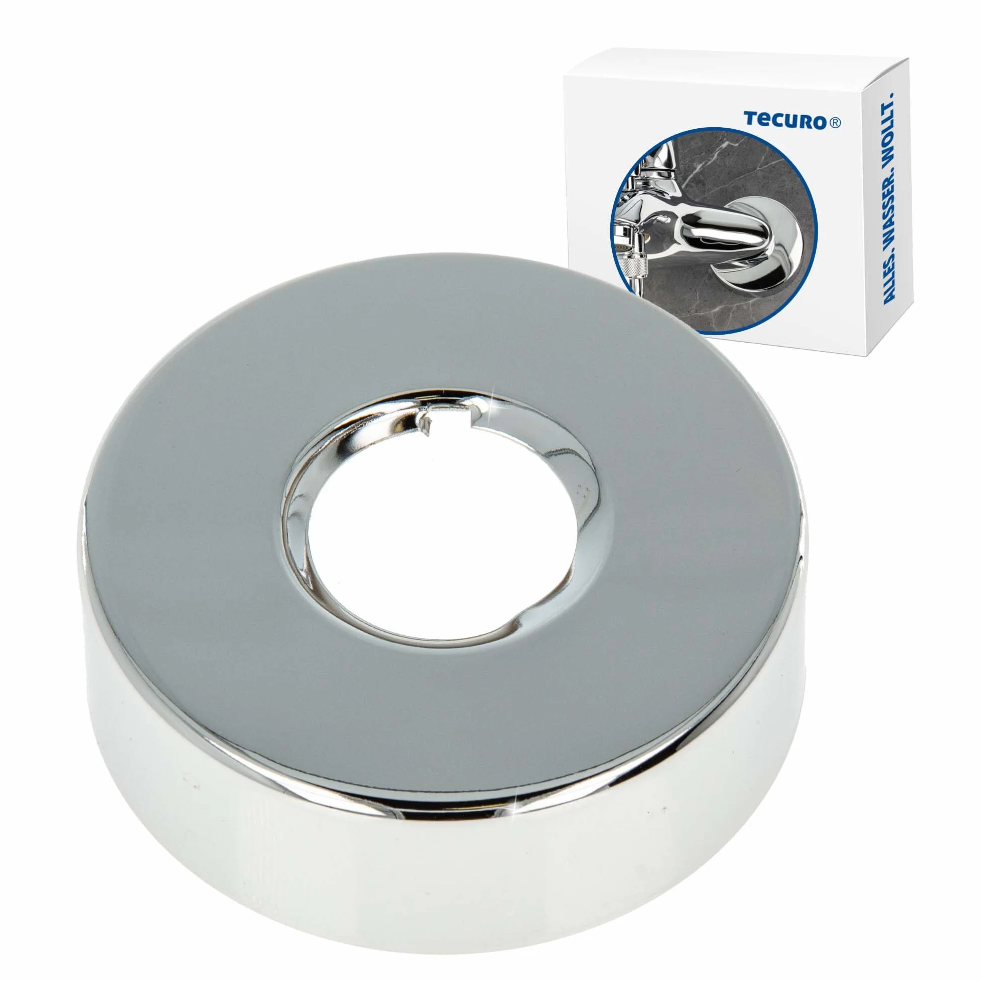 tecuro Rosette filetée (3/4) Ø 27 mm x Ø 80 mm x hauteur 20 mm, laiton chromé