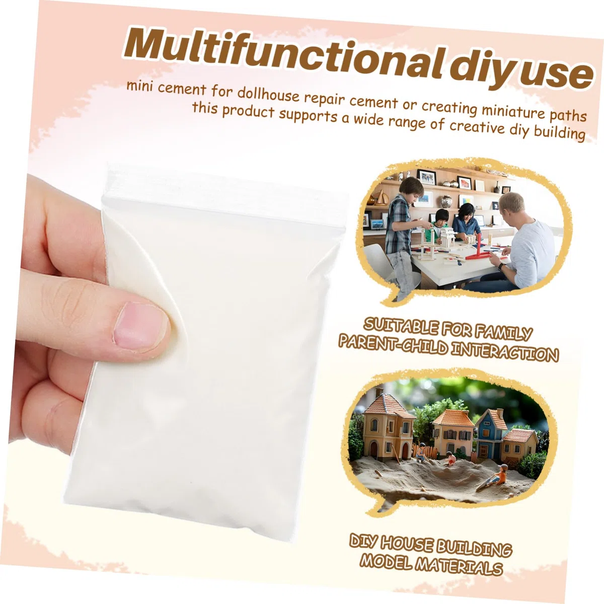 Mortier de Brique Miniature Blanc en Amidon de Maïs, 20 Sachets de Mini Ciment pour Construction de Maison de Poupée et Création de Chemins Miniatures