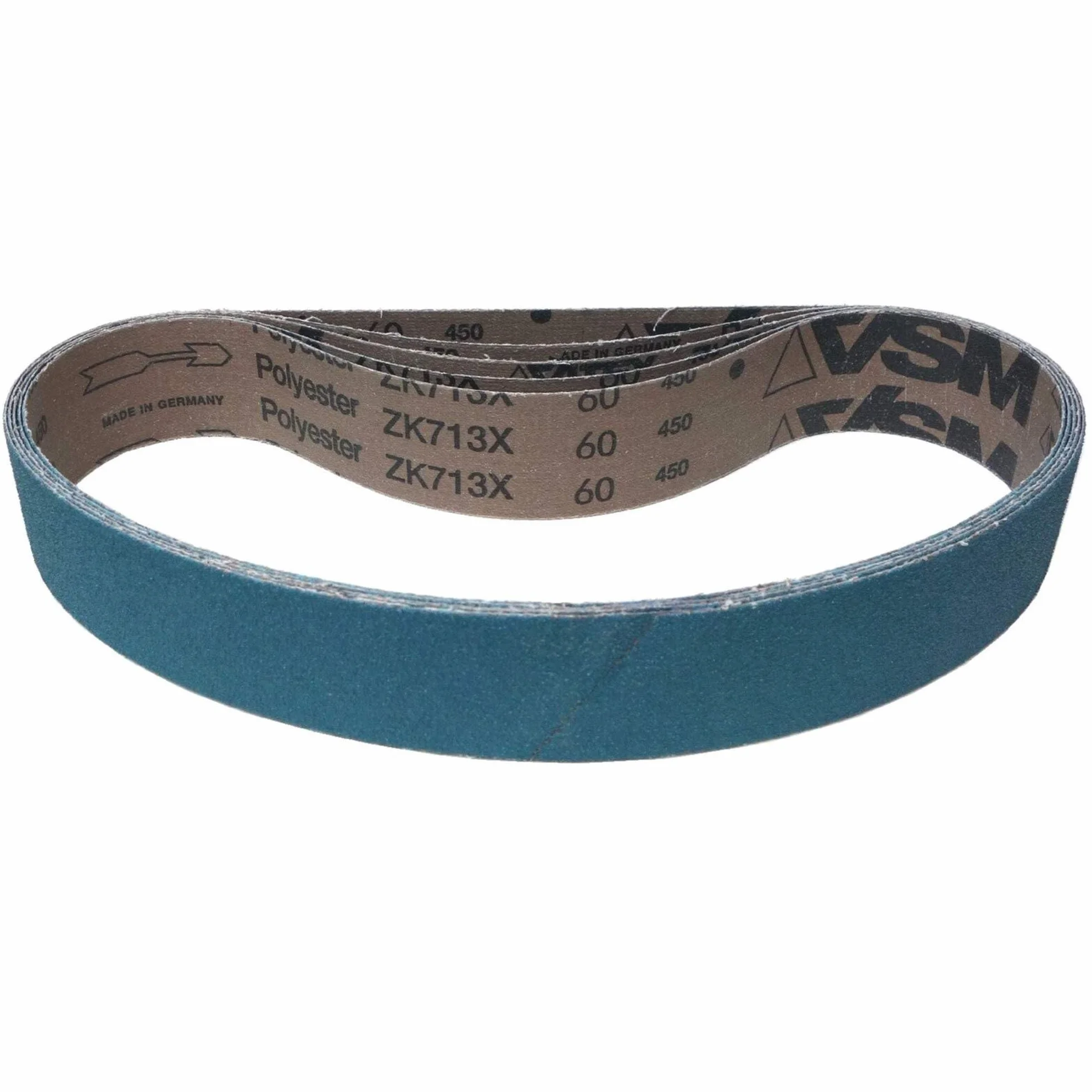 VSM Bande abrasive ZK713X Corindon de zirconium - 50 x 800 mm - Grain P80 - 5 pièces - Pour métal acier inoxydable - Support en tissu robuste indéchirable - Bandes abrasives professionnelles pour