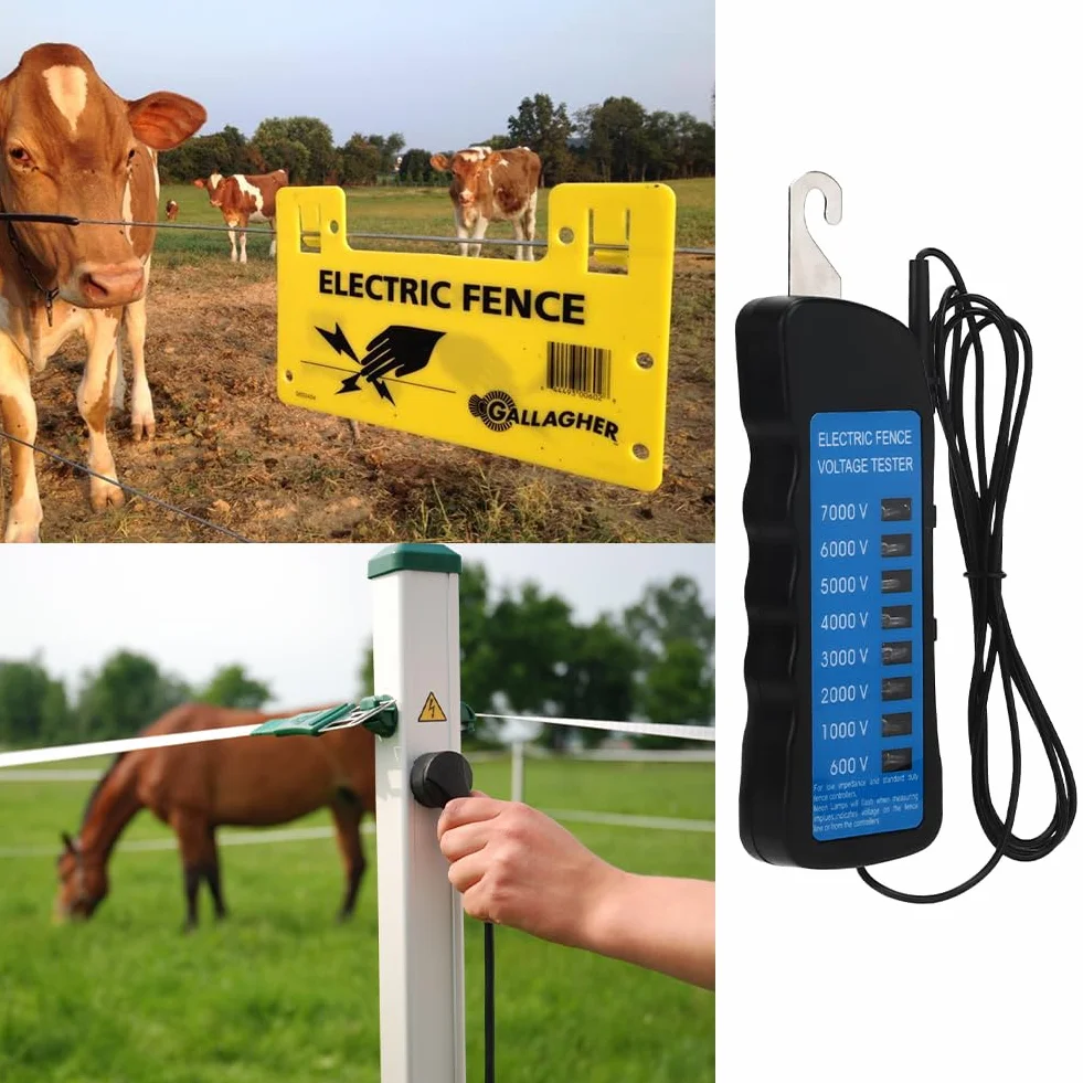 Testeur de clôture électrique, testeur de détection de Compteur de Tension Multi-lumière, détecteur de défauts de sécurité au néon, indicateur Portable avec sonde pour la Maison, Les Jardins