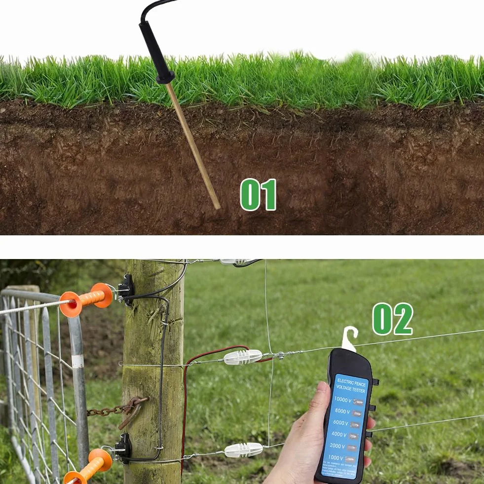 Testeur de clôture électrique, testeur de détection de Compteur de Tension Multi-lumière, détecteur de défauts de sécurité au néon, indicateur Portable avec sonde pour la Maison, Les Jardins