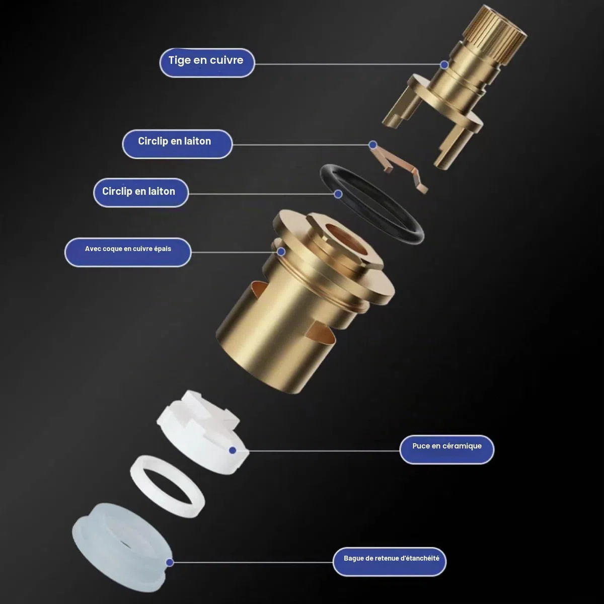 Robinet de machine à laver en laiton avec arrêt d'eau à ouverture rapide valve d'angle - Gris