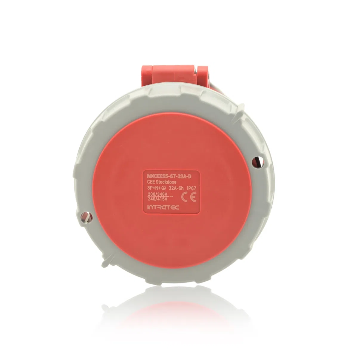 Intratec prise CEE 32A 400V 5 pôles IP67 6h rouge/gris, IEC60309, usage industriel, boîtier de dérivation