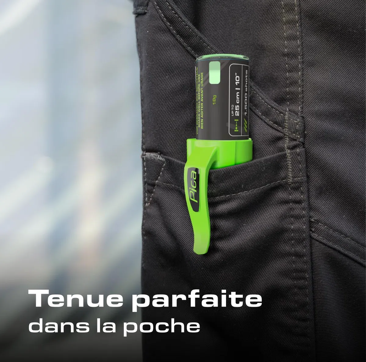 Pica Spraymarker Powder 2020 Vert I Marqueur fluorescent pour perçage et trous profonds jusqu'à 250 mm I Marqueur rechargeable avec jusqu'à 1500 coups I Outil pour artisans pour la construction