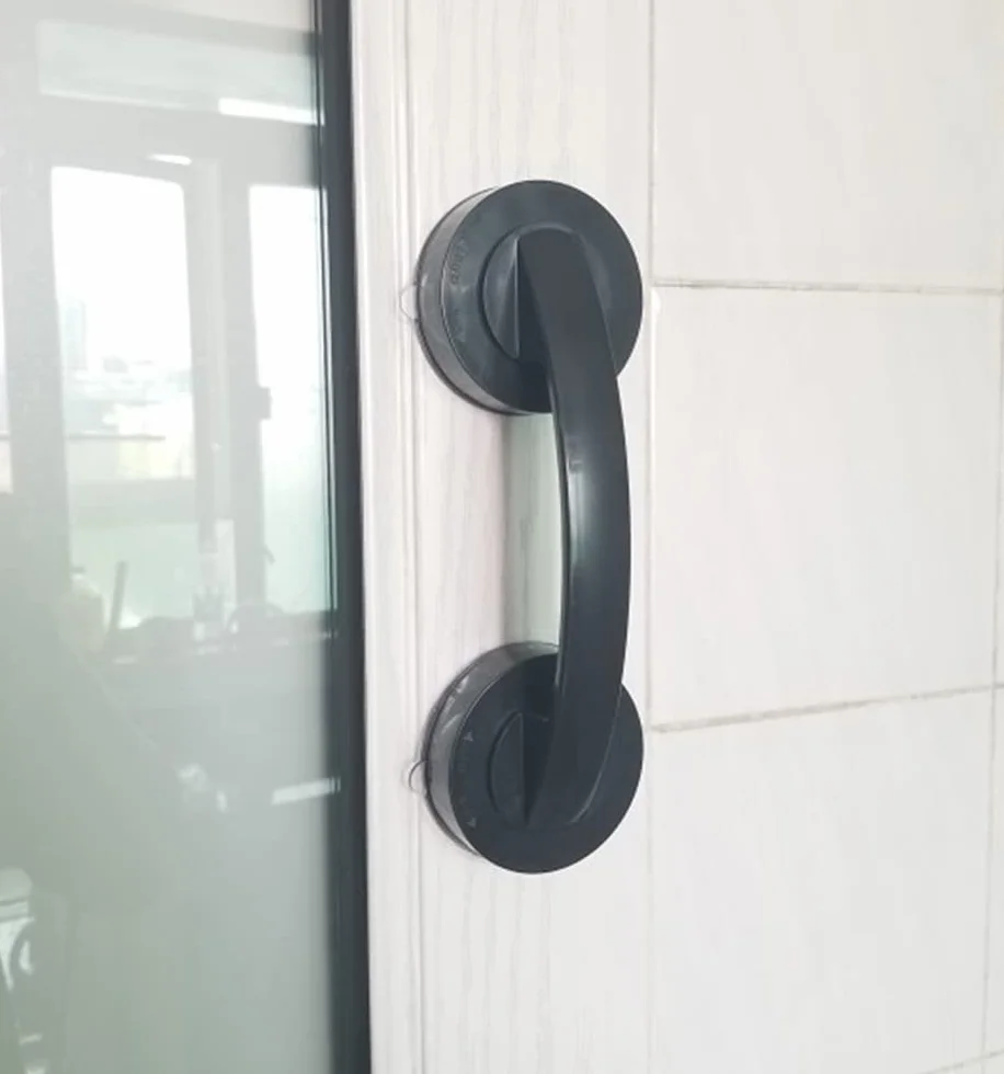 WANLIAN Ventouse puissante en verre miroir poignée de porte réfrigérateur tiroir salle de bain main courante baignoire douche cuisine (noir)