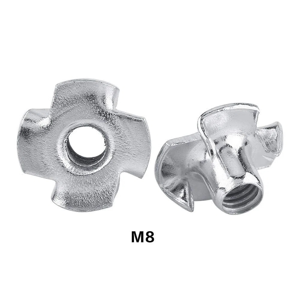 Walfront Ecrous en T 4 Griffes en Acier Zingué pour Le Travail du Bois et Meubles (M8x30pcs)