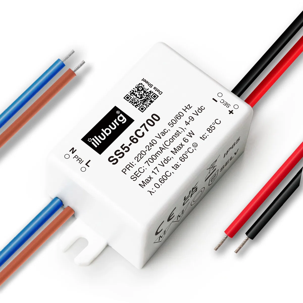 Transformateur LED Étanche IP65 700mA Courant Constant 3W - 6W LED Bloc d'Alimentation Driver