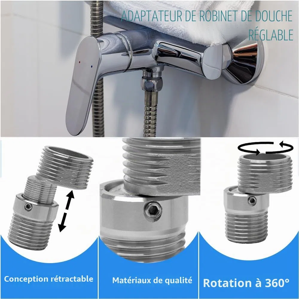 2 Pièces Raccord Excentré Mitigeur Longueur Réglable Pied Incurvé Coudé 3/4" x 1/2" Raccords De Tube Pivotant à 360 Degrés Robinet Coin Vis Excentrique Décalé de 10 mm pour Robinets Muraux