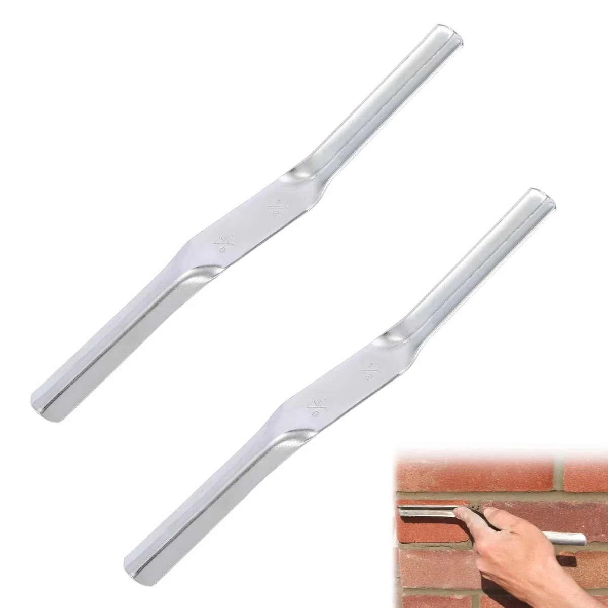 Outil de jointure de brique [Lot de 2], outil de finition de mortier à double extrémité (1,27 x 1,6 cm) pour maçonnerie, outil de pointage en acier durable pour les constructeurs et les projets de