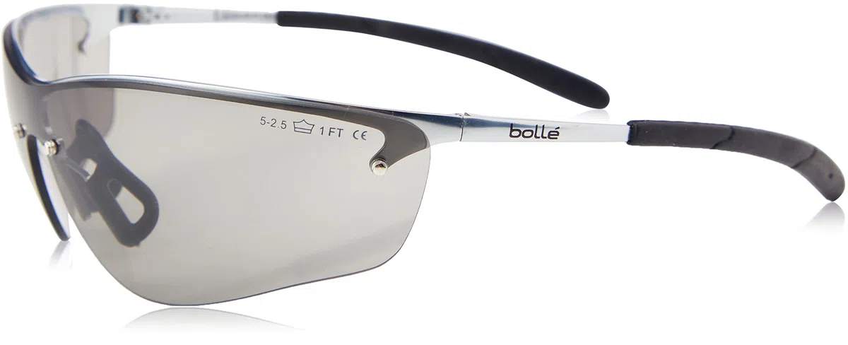 Bolle SILPSF Glasses Metal Frame with Tipgrip PC Anti-Scratch and Fog Lens, Smoke