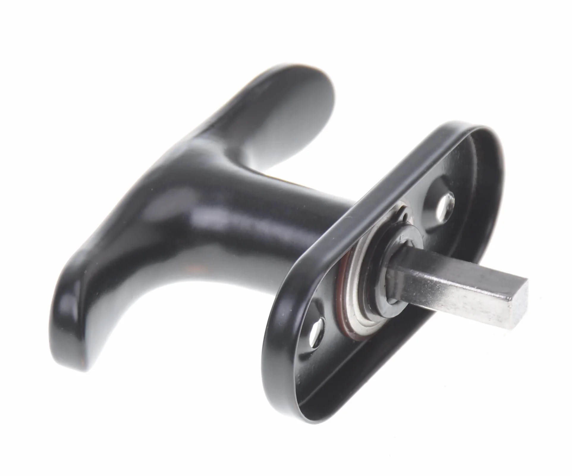 Poignée de Fenêtre en Métal Noir Mat – Crémone Universelle Style Industriel pour Fenêtre PVC, Bois et Alu, Poignée de Porte de Balcon avec Carré de 7mm (découpable), Entraxe 43mm
