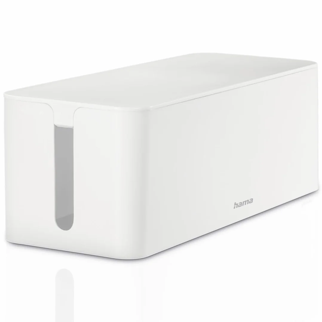 Hama Boîte pour câbles "Maxi" (Boite Rangement pour cables chargeurs et multiprises, boitier cache câbles 40x15,5x13,5cm, pieds en caoutchouc) Blanc 20662