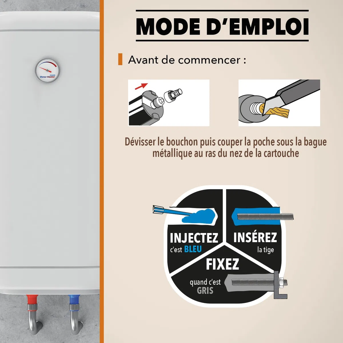 SINTO Scellement chimique 300ml | Fixe et scelle les charges lourdes, pierre matériaux creux et pleins, simple d'utilisation, témoin de pose, béton et brique