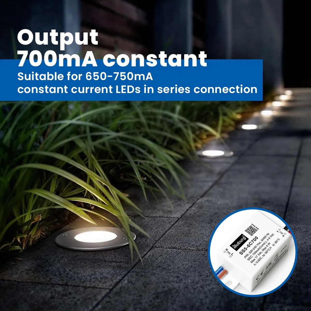Transformateur LED Étanche IP65 700mA Courant Constant 3W - 6W LED Bloc d'Alimentation Driver