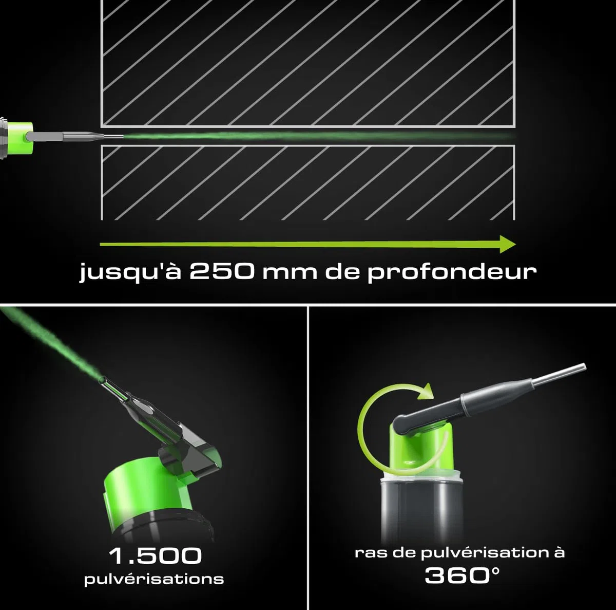Pica Spraymarker Powder 2020 Vert I Marqueur fluorescent pour perçage et trous profonds jusqu'à 250 mm I Marqueur rechargeable avec jusqu'à 1500 coups I Outil pour artisans pour la construction