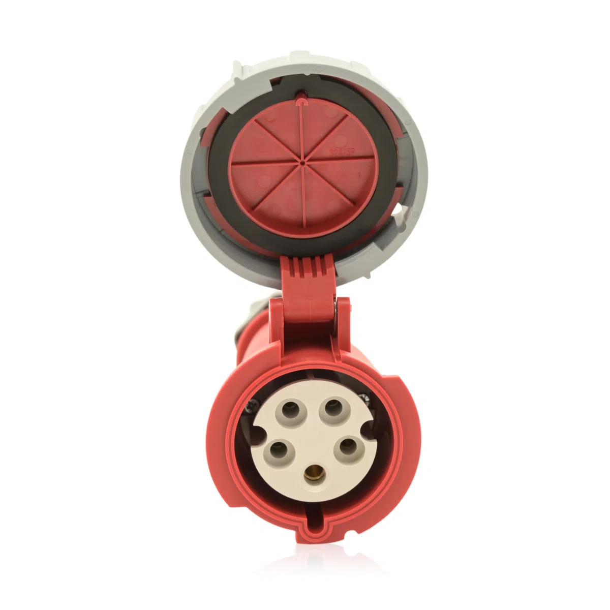 Intratec prise CEE 32A 400V 5 pôles IP67 6h rouge/gris, IEC60309, usage industriel, boîtier de dérivation