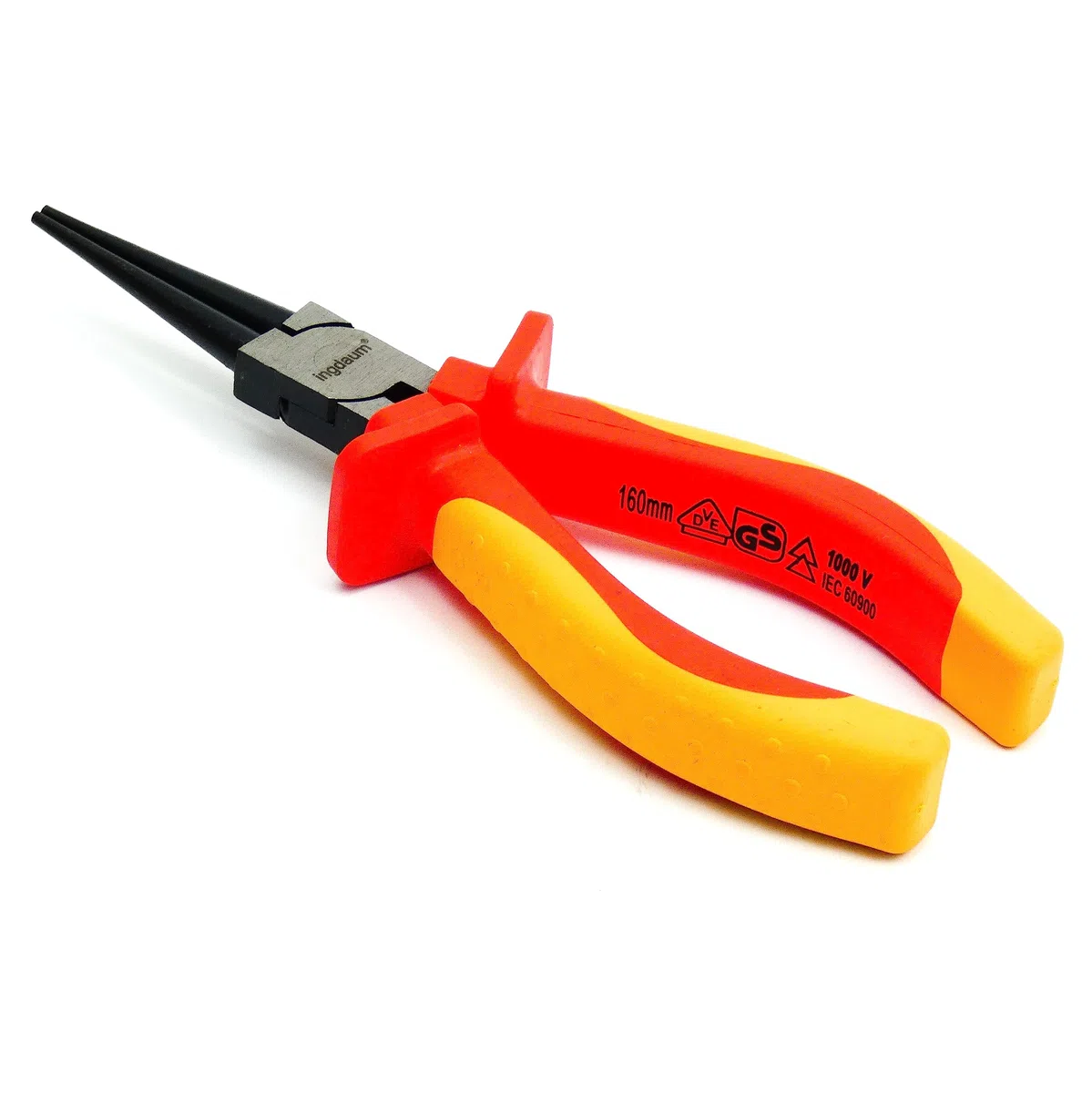 Pince VDE à becs ronds 6" pour électricien isolée 1000 V | Testée VDE, Certifiée GS selon DIN EN IEC 60900, Acier chrome-vanadium, Poignées ergonomiques bi-matière