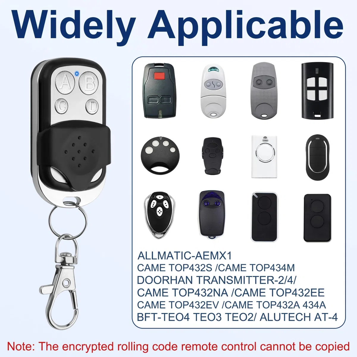 4 Pièces Telecommande Universelle Portail 433,92 MHz télécommande Garage Code Fixe Bip Portail Universelle Sans Fil Compatible 4 Boutons Touches Copieuse pour Voiture et Porte de Garage